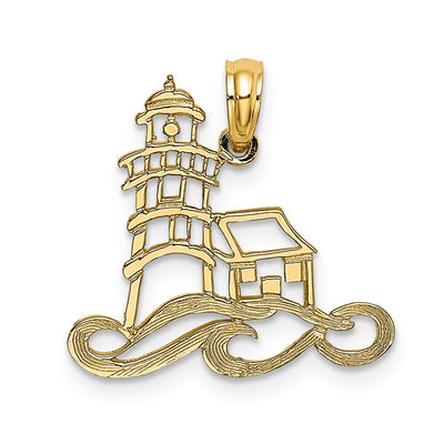 14K Cut-Out Lighthouse w/ Water Charm
