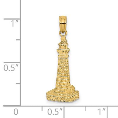 14K Flat and Textured Lighthouse Charm