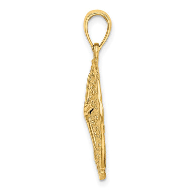 14K Starfish on Sand Dollar Charm, 27 x 20.05mm