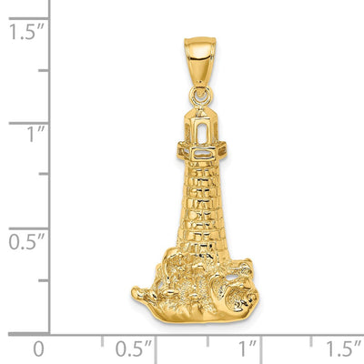 14K Lighthouse W/ Wave Charm, 34.25 x 16.5mm
