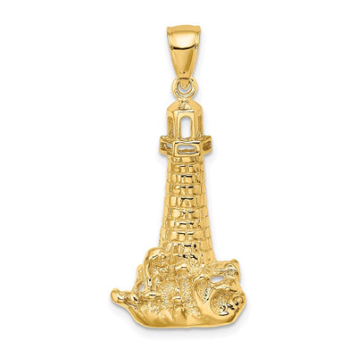 14K Lighthouse W/ Wave Charm, 34.25 x 16.5mm