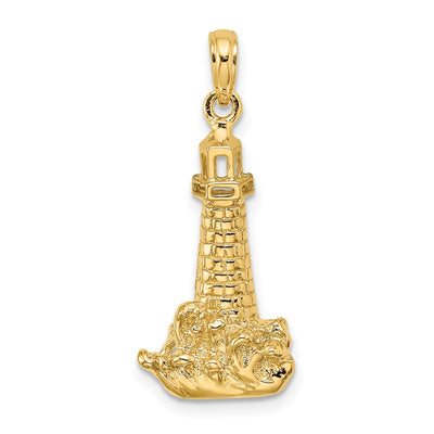 14K Lighthouse W/ Wave Charm, 28.07 x 12.53mm