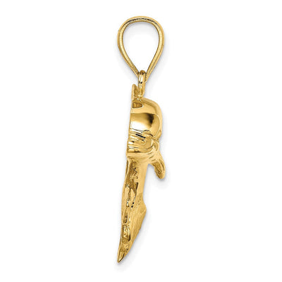 14K Polished Jumping Dolphin Charm, 30 x 15.4mm