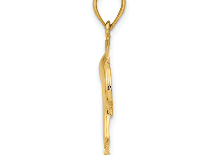 14K Polished Jumping Dolphin Charm, 30 x 15.4mm