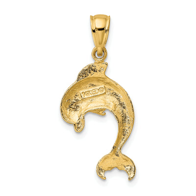 14K Polished Jumping Dolphin Charm, 30 x 15.4mm