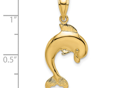 14K Polished Jumping Dolphin Charm, 30 x 15.4mm