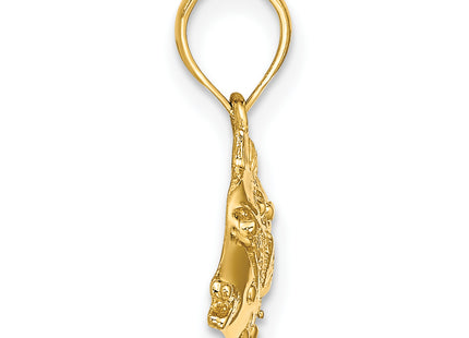 14K 2-D Polished Engraved Fish Charm