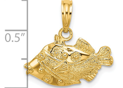 14K 2-D Polished Engraved Fish Charm