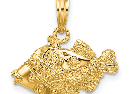 14K 2-D Polished Engraved Fish Charm