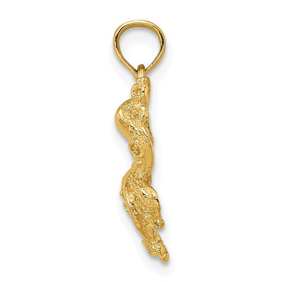 14K Textured Octopus Charm, 20 x 11.75mm