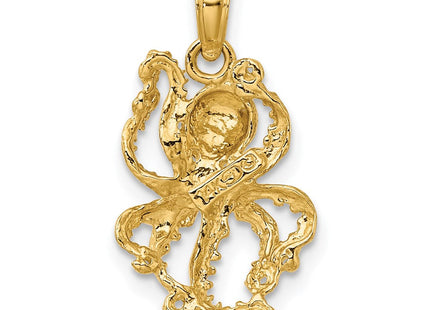 14K Textured Octopus Charm (Style K7428)