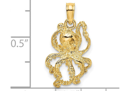 14K Textured Octopus Charm (Style K7428)