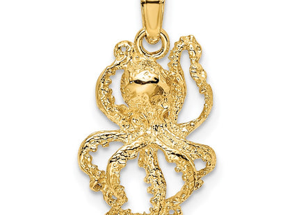 14K Textured Octopus Charm (Style K7428)