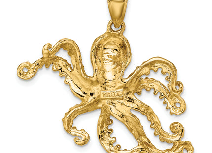 14K Textured Octopus Charm, 31 x 34.85mm
