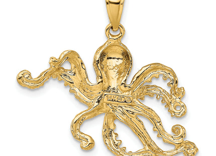 14K Textured Octopus Charm, 26 x 28mm