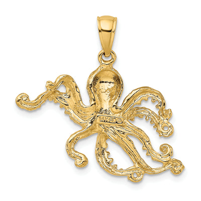 14K Textured Octopus Charm, 26 x 28mm
