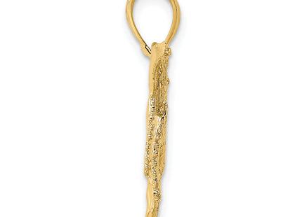 14K 2-D Textured Whale Charm, 13.7 x 18.35mm