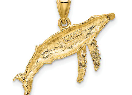 14K 2-D Textured Whale Charm, 13.7 x 18.35mm