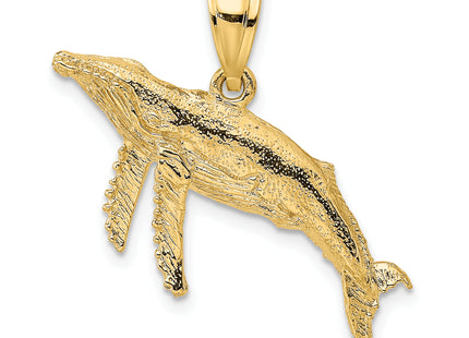 14K 2-D Textured Whale Charm, 13.7 x 18.35mm