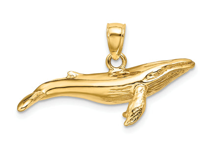 14K 3-D Textured Underside Humpback Whale Charm