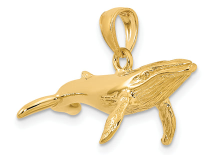 14K 3-D Textured Underside Humpback Whale Charm
