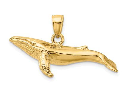 14K 3-D Textured Underside Humpback Whale Charm