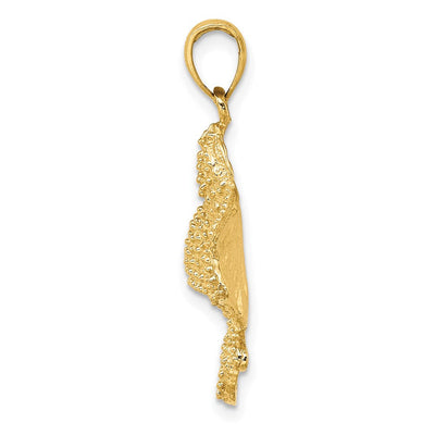 14K Textured Spotted Eagle Ray Charm, 22.55 x 24.5mm