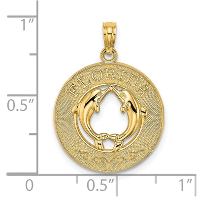 14K FLORIDA w/Dolphins Circle Charm
