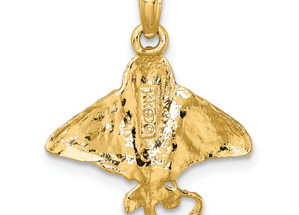 14K Textured Spotted Eagle Ray Charm, 21 x 18mm