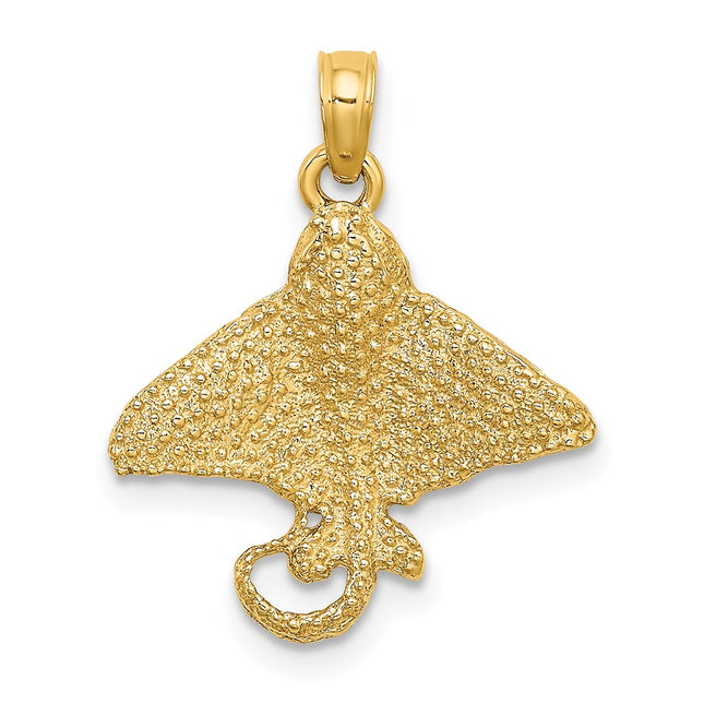 14K Textured Spotted Eagle Ray Charm, 21 x 18mm