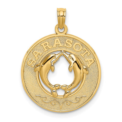 14K SARASOTA w/Dolphins Circle Charm