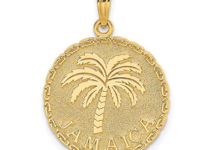 14K JAMAICA and Palm Tree Disk Charm (Style K7517)