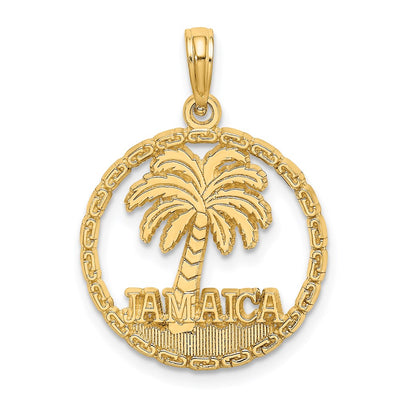 14K JAMAICA Palm Tree Circle Charm