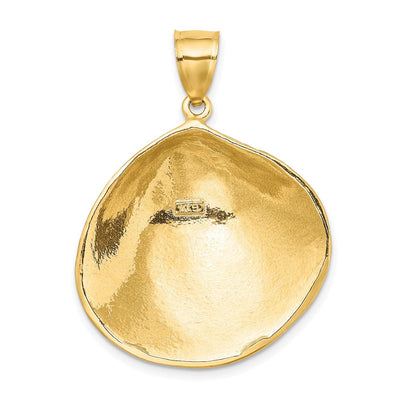 14K Textured Clam Shell Charm, 41 x 29.7mm