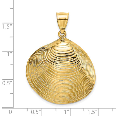 14K Textured Clam Shell Charm, 41 x 29.7mm