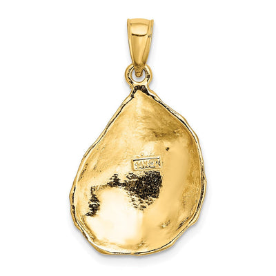 14K Textured and Polished Oyster Shell Charm, 27 x 16.3mm