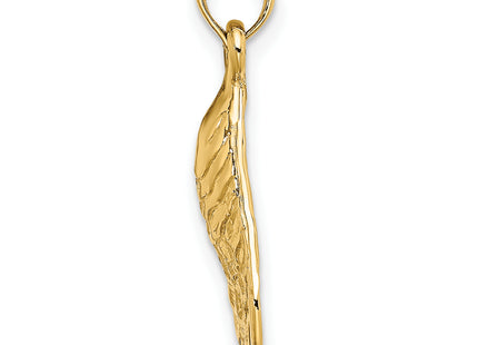 14K Textured and Polished Oyster Shell Charm, 22 x 13mm