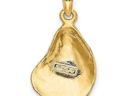 14K Textured and Polished Oyster Shell Charm, 22 x 13mm