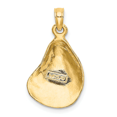14K Textured and Polished Oyster Shell Charm, 22 x 13mm