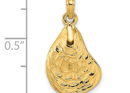 14K Textured and Polished Oyster Shell Charm, 22 x 13mm