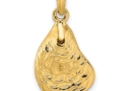 14K Textured and Polished Oyster Shell Charm, 22 x 13mm