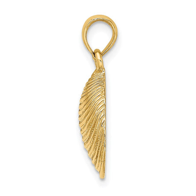14K Textured Clam Shell Charm, 24 x 15.9mm