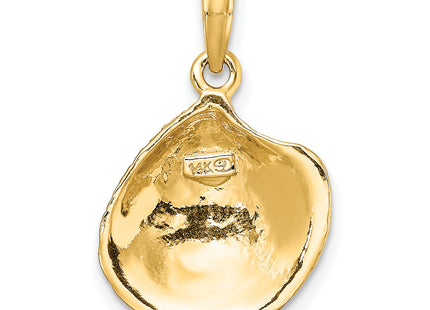 14K Textured Clam Shell Charm, 24 x 15.9mm
