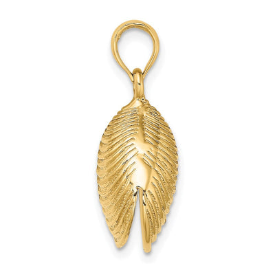 14K Textured and Polished Oyster Shell Charm, 22 x 13mm