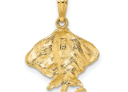 14K Stingray Charm, 22 x 15.25mm