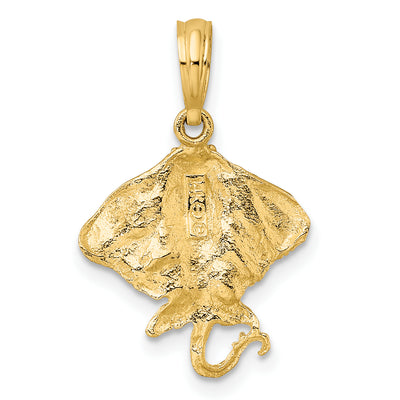 14K Stingray Charm, 22 x 15.25mm