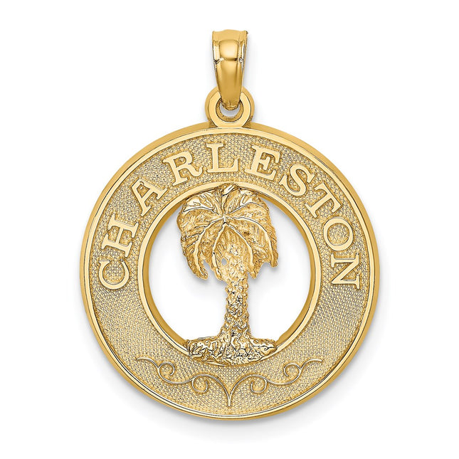 14K Charleston Palm Tree Charm, 25 x 19.6mm
