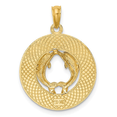 14K JAMAICA w/Dolphins Circle Charm