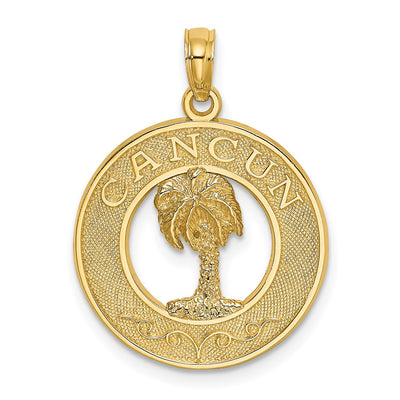 14K CANCUN w/Palm Tree Circle Charm