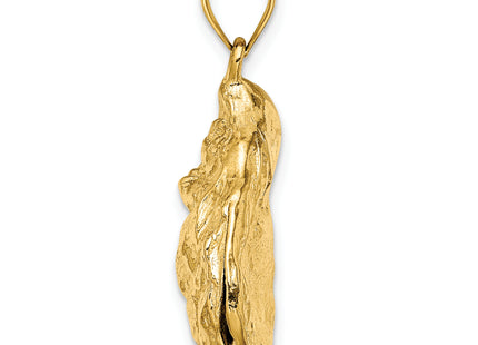 14K 3-D Textured Oyster Shell Charm, 27 x 17.3mm